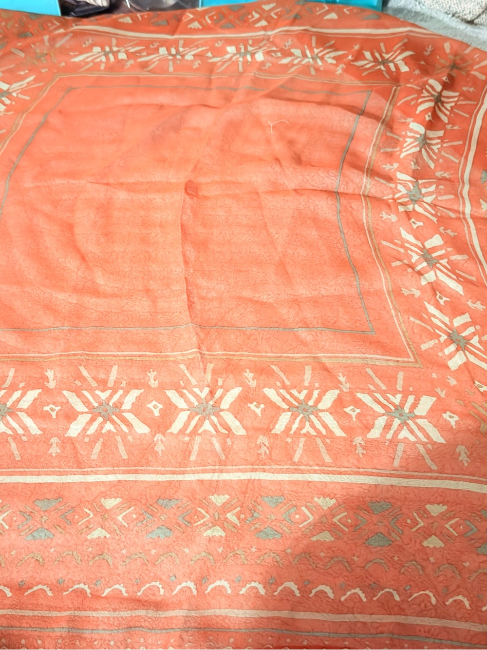 Lightweight Rust Patterned Women's Scarf silk - Picture 10 of 10